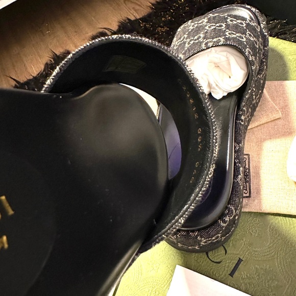 💯🌺 GUCCI Angelina GG logo denim platform slides sandals - Picture 7 of 12